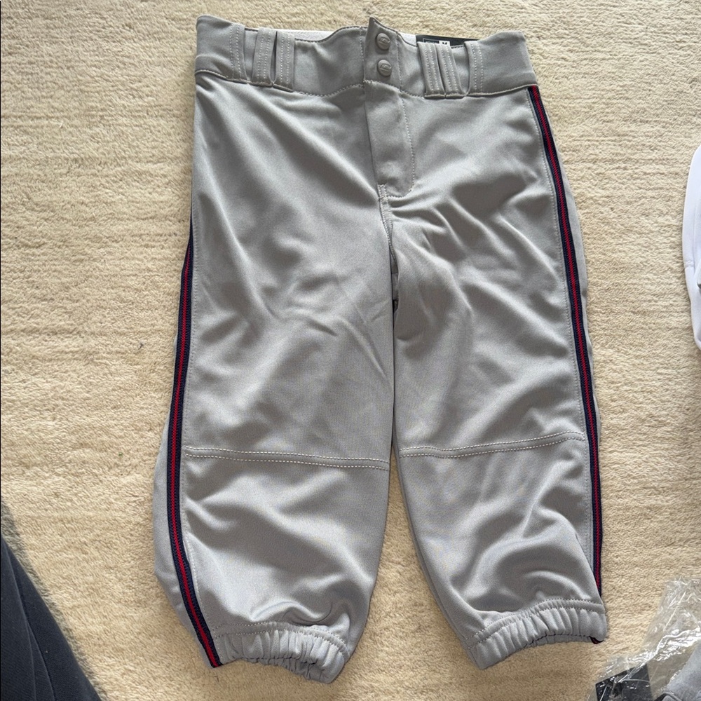 Champro Gray Baseball Pants with Red and Blue Stripes